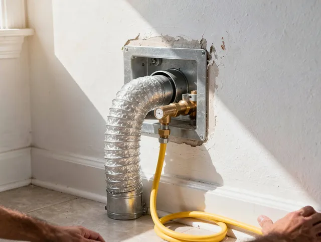 Cleveland Dryer Vent Cleaning certified technician performing specialized gas dryer vent cleaning in Cleveland